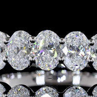 14K White Gold Half Eternity Band with North-South Oval Cut Lab Diamonds - 1.97 Carats Total Diamond Weight - Covaloro Fine Jewelry