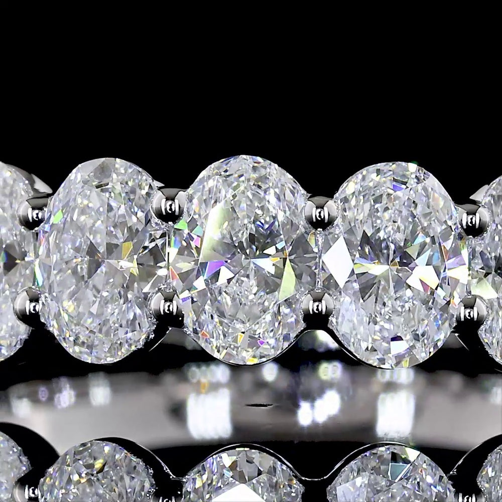 14K White Gold Half Eternity Band with North-South Oval Cut Lab Diamonds - 1.97 Carats Total Diamond Weight - Covaloro Fine Jewelry