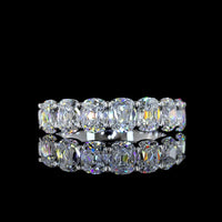 14K White Gold Half Eternity Band with North-South Prong Set Antique Cushion Cut Lab Diamonds - 2.11 Carat Total Diamond Weight - Covaloro Fine Jewelry