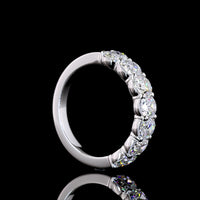 14K White Gold Half Eternity Band with North-South Prong Set Antique Cushion Cut Lab Diamonds - 2.11 Carat Total Diamond Weight - Covaloro Fine Jewelry