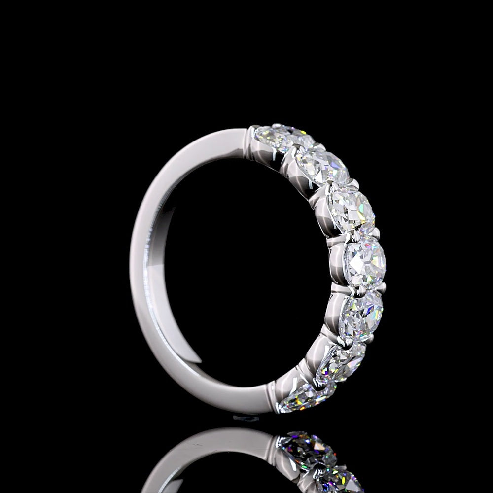 14K White Gold Half Eternity Band with North-South Prong Set Antique Cushion Cut Lab Diamonds - 2.11 Carat Total Diamond Weight - Covaloro Fine Jewelry