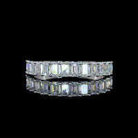 14K White Gold Half Eternity Band with North-South Prong Set Emerald Cut Lab Diamonds - 1.07 Carat Total Weight - Covaloro Fine Jewelry