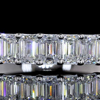 14K White Gold Half Eternity Band with North-South Prong Set Emerald Cut Lab Diamonds - 1.07 Carat Total Weight - Covaloro Fine Jewelry
