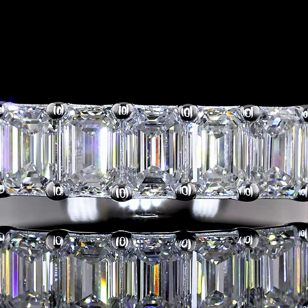 14K White Gold Half Eternity Band with North-South Prong Set Emerald Cut Lab Diamonds - 1.07 Carat Total Weight - Covaloro Fine Jewelry