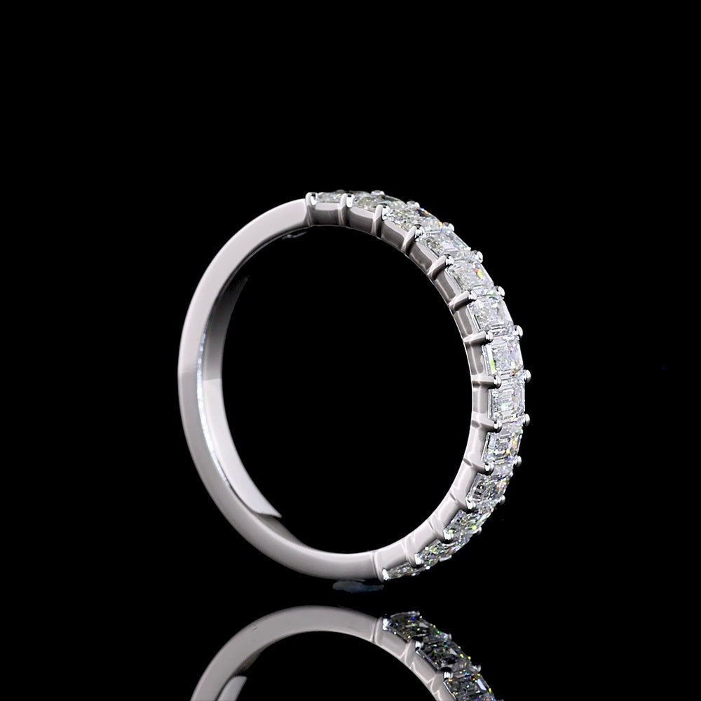 14K White Gold Half Eternity Band with North-South Prong Set Emerald Cut Lab Diamonds - 1.07 Carat Total Weight - Covaloro Fine Jewelry