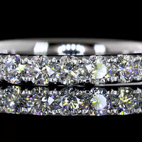 14K White Gold Half Eternity Band with Pavé Micro Set Round Brilliant Cut Natural Diamonds - 0.49 Carat Total Weight - Covaloro Fine Jewelry