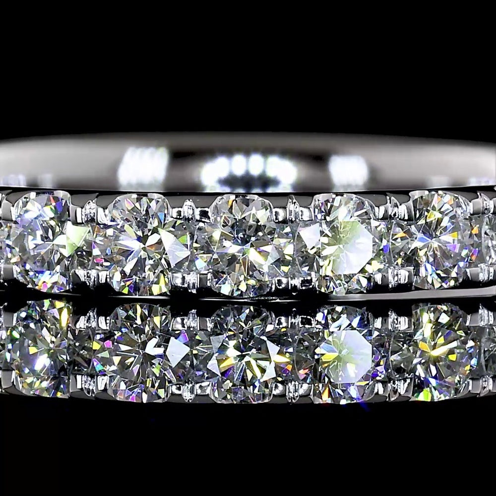 14K White Gold Half Eternity Band with Pavé Micro Set Round Brilliant Cut Natural Diamonds - 0.49 Carat Total Weight - Covaloro Fine Jewelry