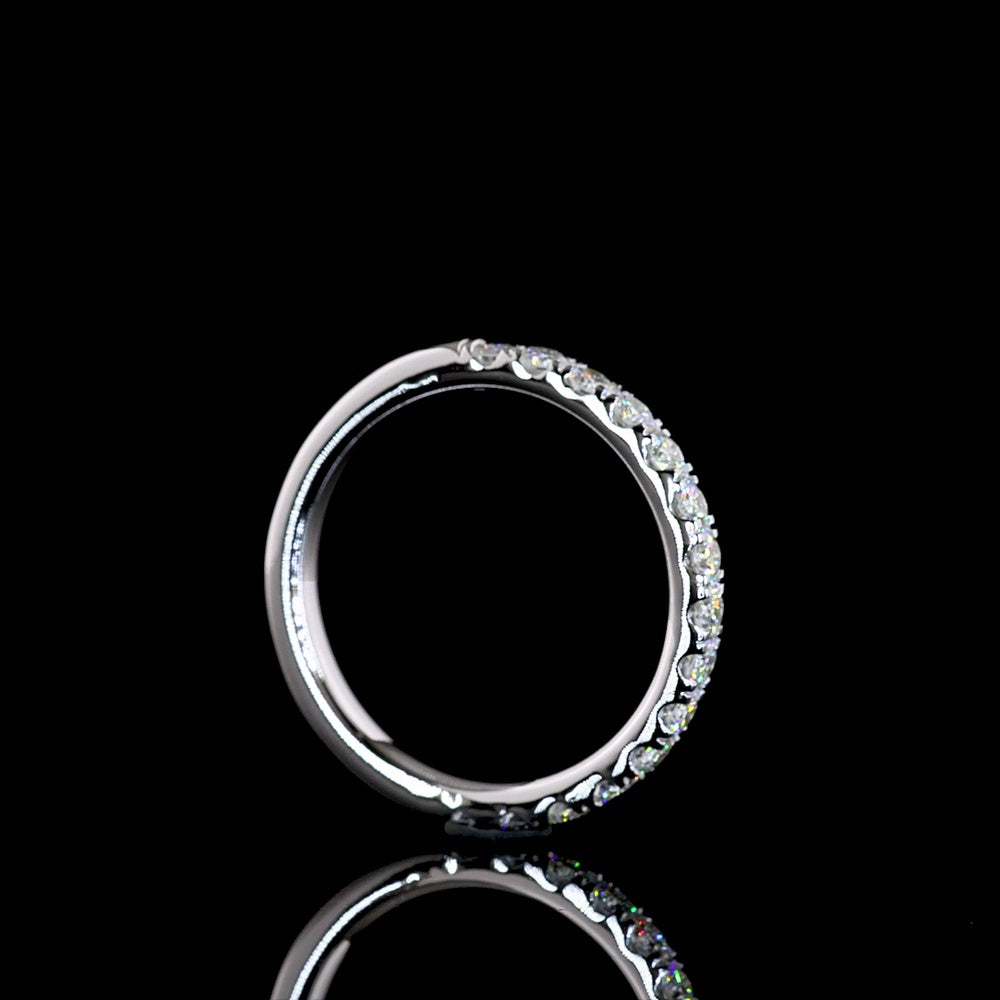14K White Gold Half Eternity Band with Pavé Micro Set Round Brilliant Cut Natural Diamonds - 0.49 Carat Total Weight - Covaloro Fine Jewelry