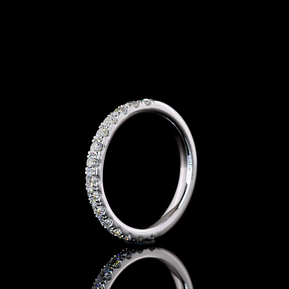 14K White Gold Half Eternity Band with Pavé Micro Set Round Brilliant Cut Natural Diamonds - 0.49 Carat Total Weight - Covaloro Fine Jewelry