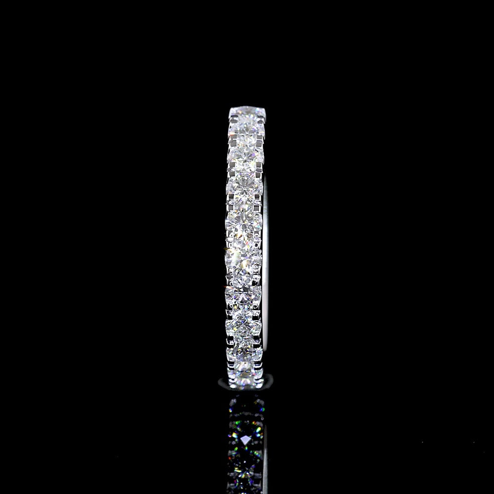 14K White Gold Half Eternity Band with Pavé Micro Set Round Lab Grown Diamonds - 0.69 Carat Total Diamond Weight E-F VS - Covaloro Fine Jewelry