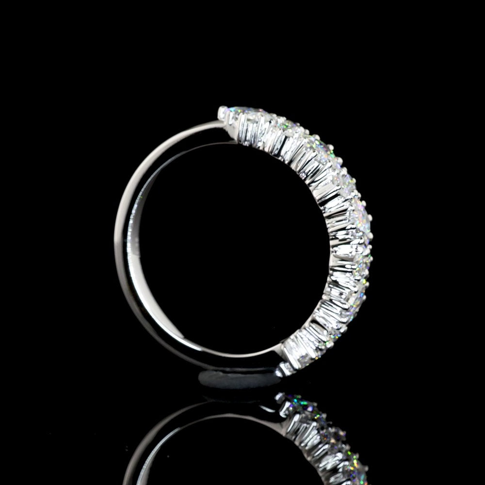 14K White Gold Half Eternity Band with Princess Cut & Brilliant Cut Lab Diamonds - 1.36 Carats Total Diamond Weight - Covaloro Fine Jewelry