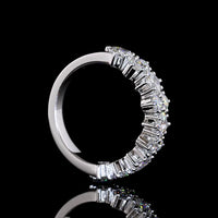 14K White Gold Half Eternity Band with Princess Cut Lab Grown Diamonds - 2.03 Carats Total Diamond Weight - Covaloro Fine Jewelry