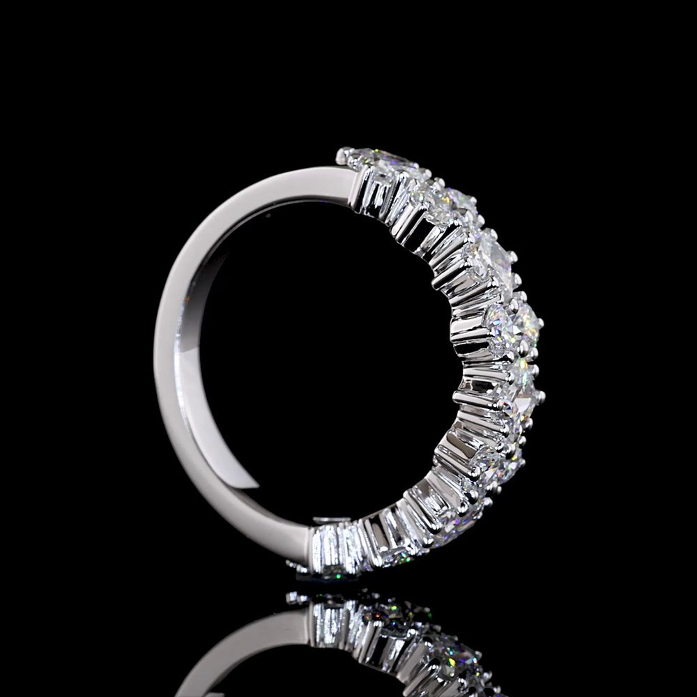 14K White Gold Half Eternity Band with Princess Cut Lab Grown Diamonds - 2.03 Carats Total Diamond Weight - Covaloro Fine Jewelry