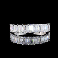 14K White Gold Half Eternity Band with Prong Set Emerald Cut Lab Diamonds - 2.78 Carat Total Weight - Covaloro Fine Jewelry