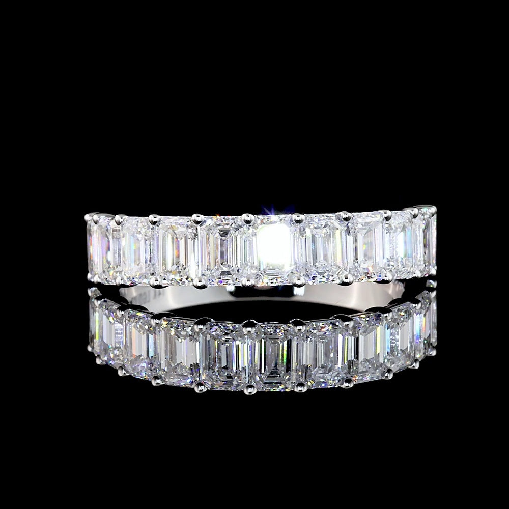 14K White Gold Half Eternity Band with Prong Set Emerald Cut Lab Diamonds - 2.78 Carat Total Weight - Covaloro Fine Jewelry