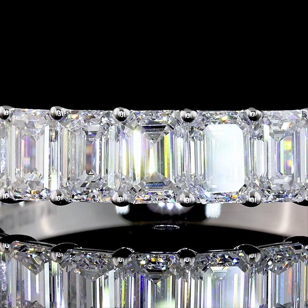 14K White Gold Half Eternity Band with Prong Set Emerald Cut Lab Diamonds - 2.78 Carat Total Weight - Covaloro Fine Jewelry