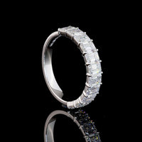 14K White Gold Half Eternity Band with Prong Set Emerald Cut Lab Diamonds - 2.78 Carat Total Weight - Covaloro Fine Jewelry