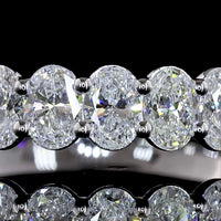 14K White Gold Half Eternity Band with Prong Set Oval Cut Lab Diamonds - 1.36 Carats Total Diamond Weight - Covaloro Fine Jewelry