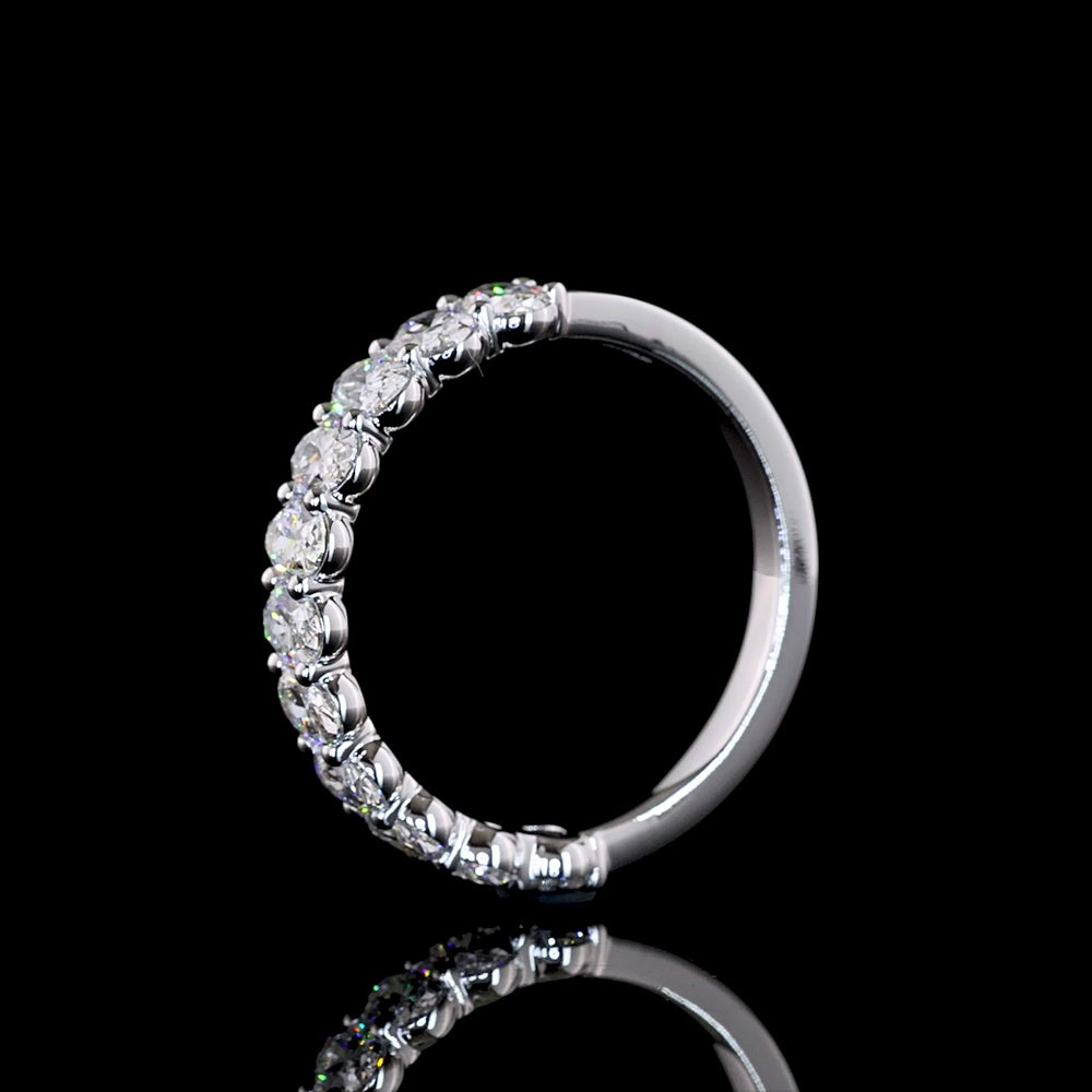 14K White Gold Half Eternity Band with Prong Set Oval Cut Lab Diamonds - 1.36 Carats Total Diamond Weight - Covaloro Fine Jewelry
