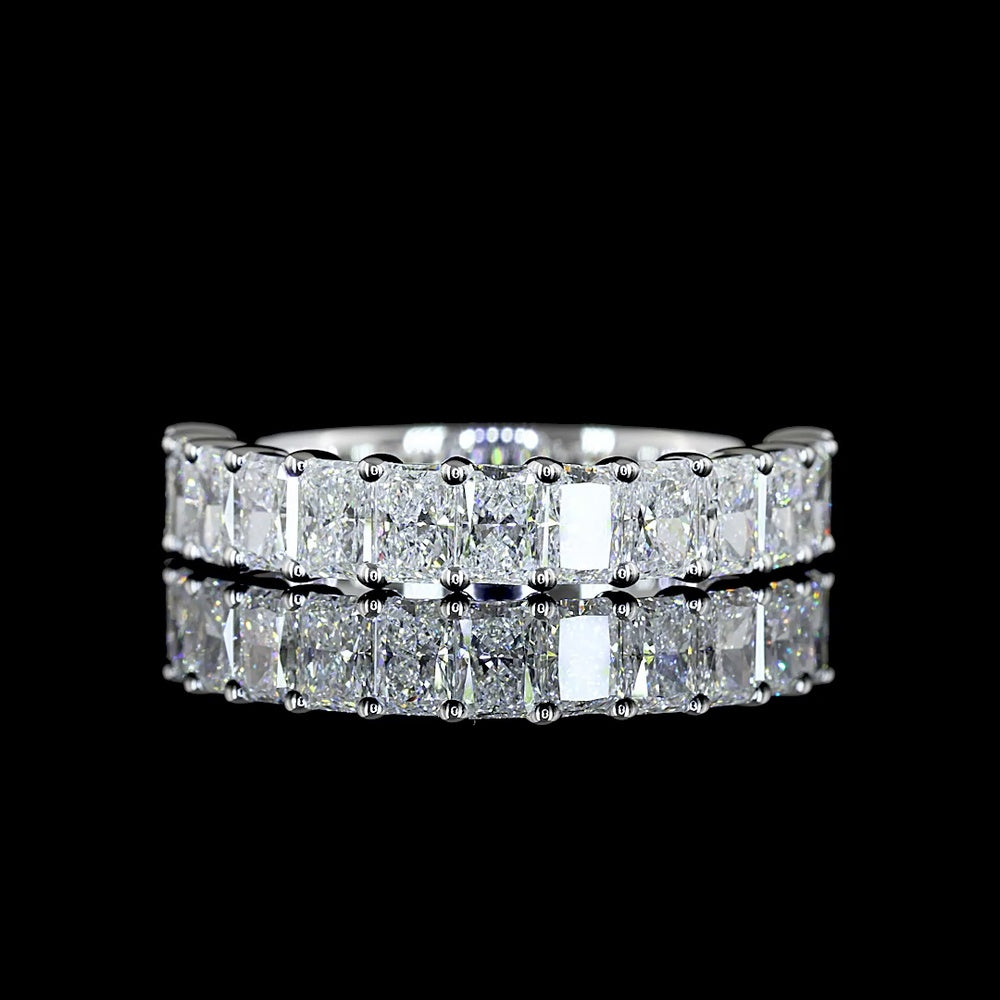 14K White Gold Half Eternity Band with Prong Set Radiant Cut Lab Diamonds - 1.62 Carat Total Diamond Weight - Covaloro Fine Jewelry