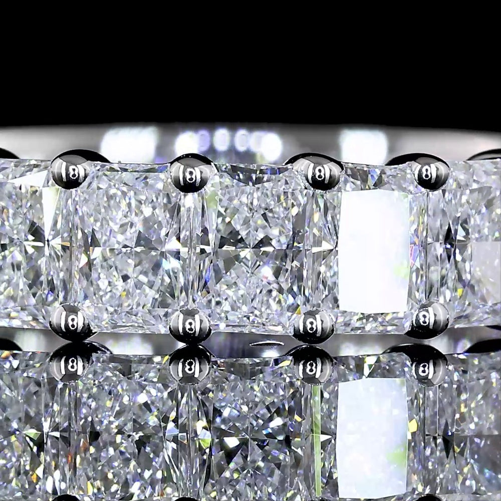 14K White Gold Half Eternity Band with Prong Set Radiant Cut Lab Diamonds - 1.62 Carat Total Diamond Weight - Covaloro Fine Jewelry