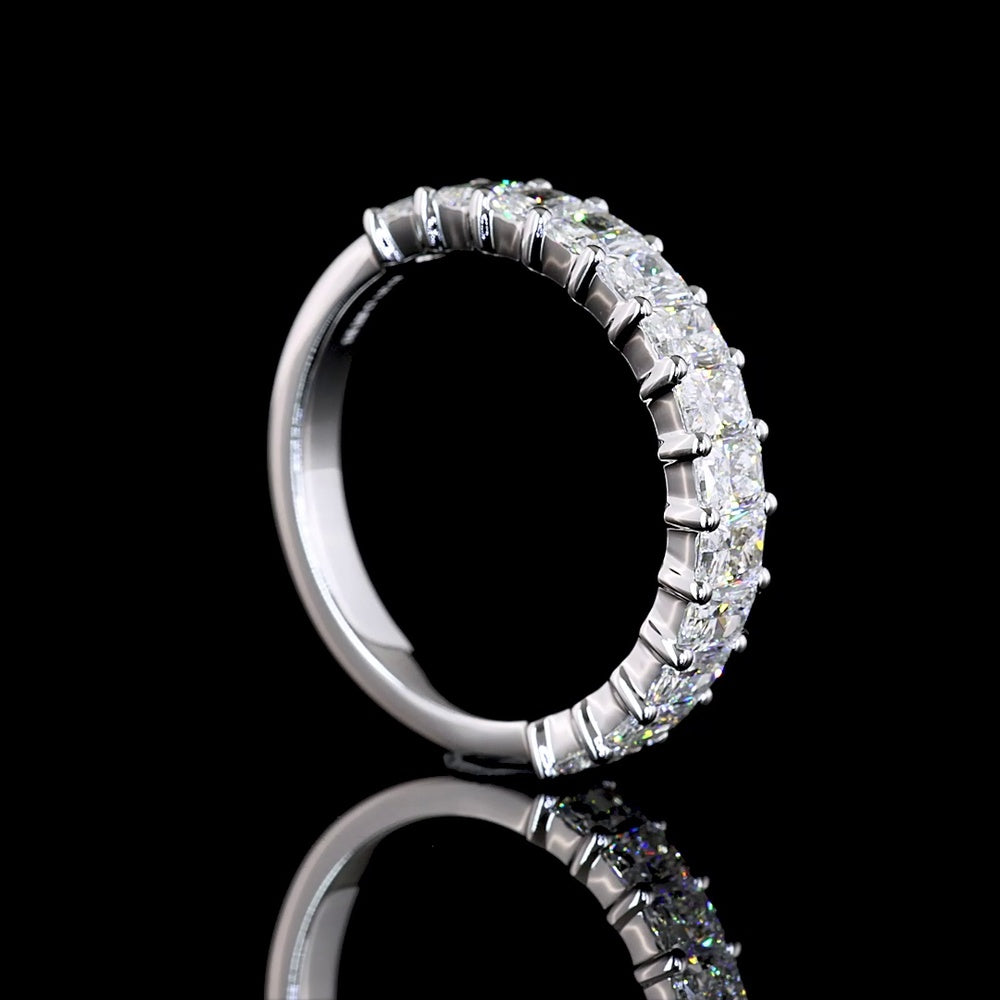 14K White Gold Half Eternity Band with Prong Set Radiant Cut Lab Diamonds - 1.62 Carat Total Diamond Weight - Covaloro Fine Jewelry