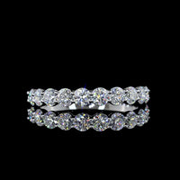 14K White Gold Half Eternity Band with Prong Set Round Lab Diamonds - 0.97 Carat Total Weight, E-F Color VS1 Clarity - Covaloro Fine Jewelry