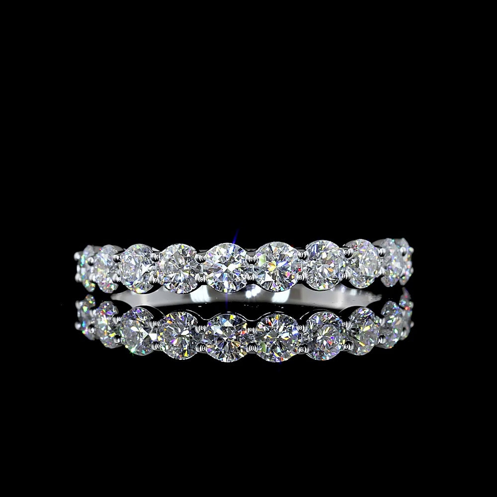 14K White Gold Half Eternity Band with Prong Set Round Lab Diamonds - 0.97 Carat Total Weight, E-F Color VS1 Clarity - Covaloro Fine Jewelry