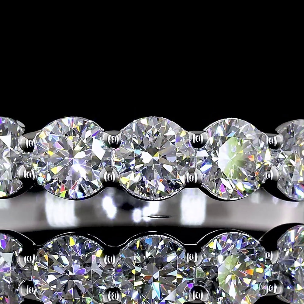 14K White Gold Half Eternity Band with Prong Set Round Lab Diamonds - 0.97 Carat Total Weight, E-F Color VS1 Clarity - Covaloro Fine Jewelry