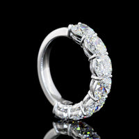 14K White Gold Half Eternity Band with Prong Set Square Cushion Brilliant Lab Diamonds - 5.03 Carat Total Diamond Weight - Covaloro Fine Jewelry