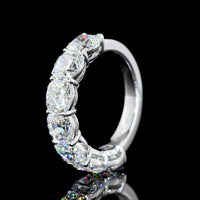 14K White Gold Half Eternity Band with Prong Set Square Cushion Brilliant Lab Diamonds - 5.03 Carat Total Diamond Weight - Covaloro Fine Jewelry