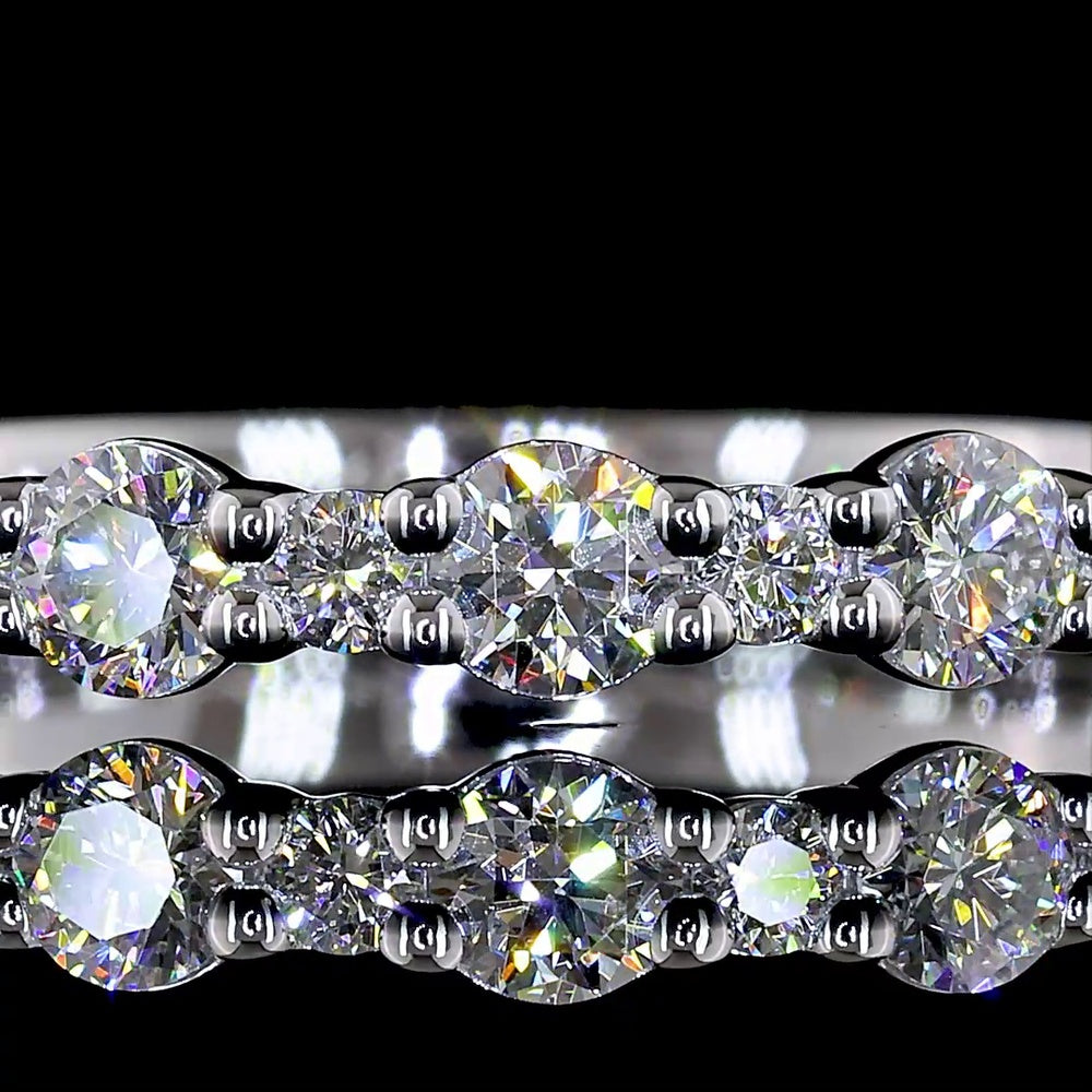 14K White Gold Half Eternity Band with Round Brilliant Cut Lab Diamonds - 0.50 Carats Total Diamond Weight - Covaloro Fine Jewelry