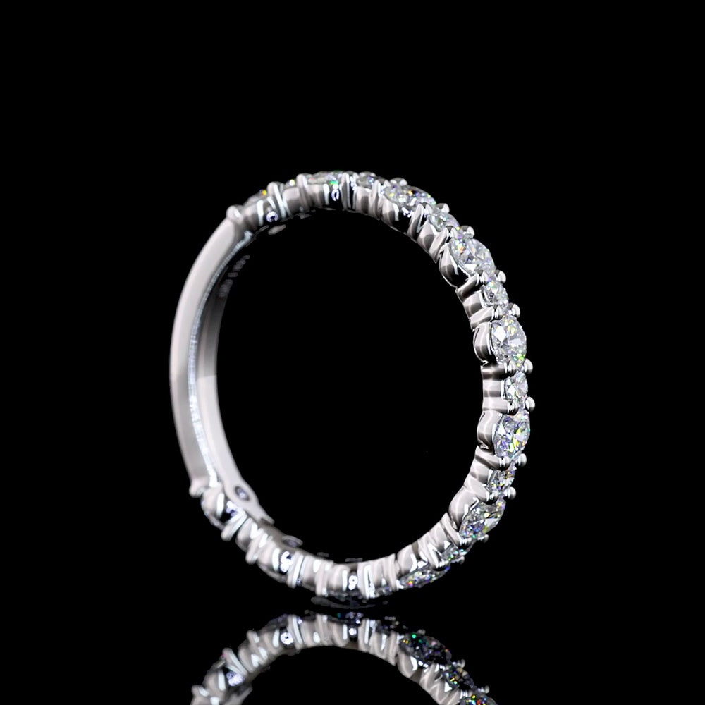 14K White Gold Half Eternity Band with Round Brilliant Cut Lab Diamonds - 0.50 Carats Total Diamond Weight - Covaloro Fine Jewelry