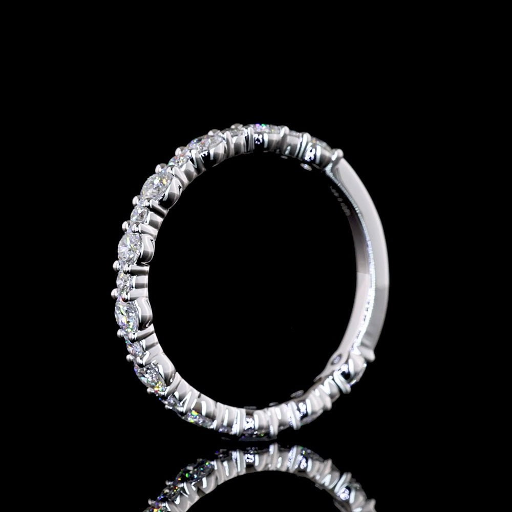14K White Gold Half Eternity Band with Round Brilliant Cut Lab Diamonds - 0.50 Carats Total Diamond Weight - Covaloro Fine Jewelry
