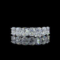 14K White Gold Half Eternity Band with Seven Cushion Brilliant Lab Diamonds - 2.14 Carat Total Weight, E-F Color VS Clarity - Covaloro Fine Jewelry