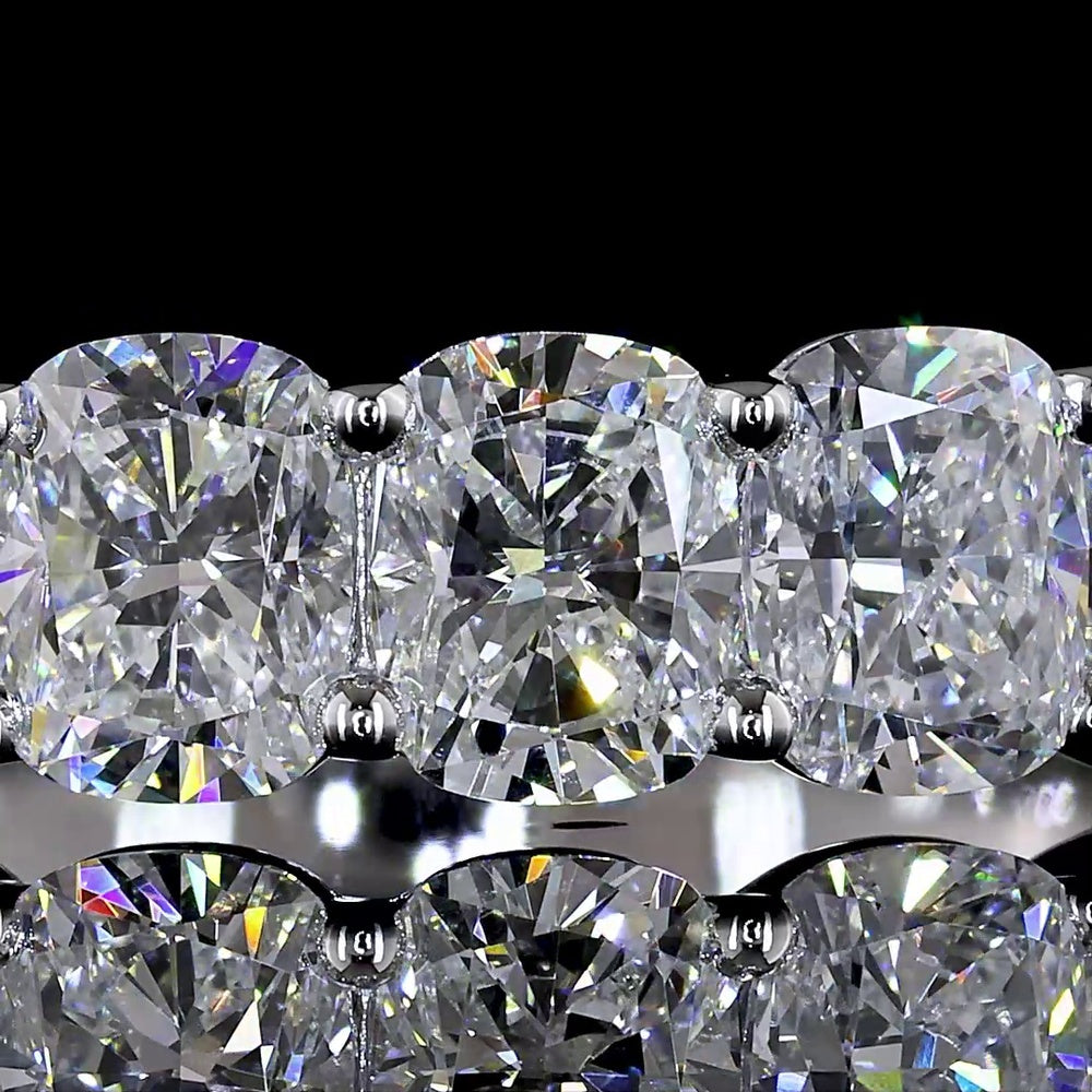 14K White Gold Half Eternity Band with Seven Cushion Brilliant Lab Diamonds - 2.14 Carat Total Weight, E-F Color VS Clarity - Covaloro Fine Jewelry