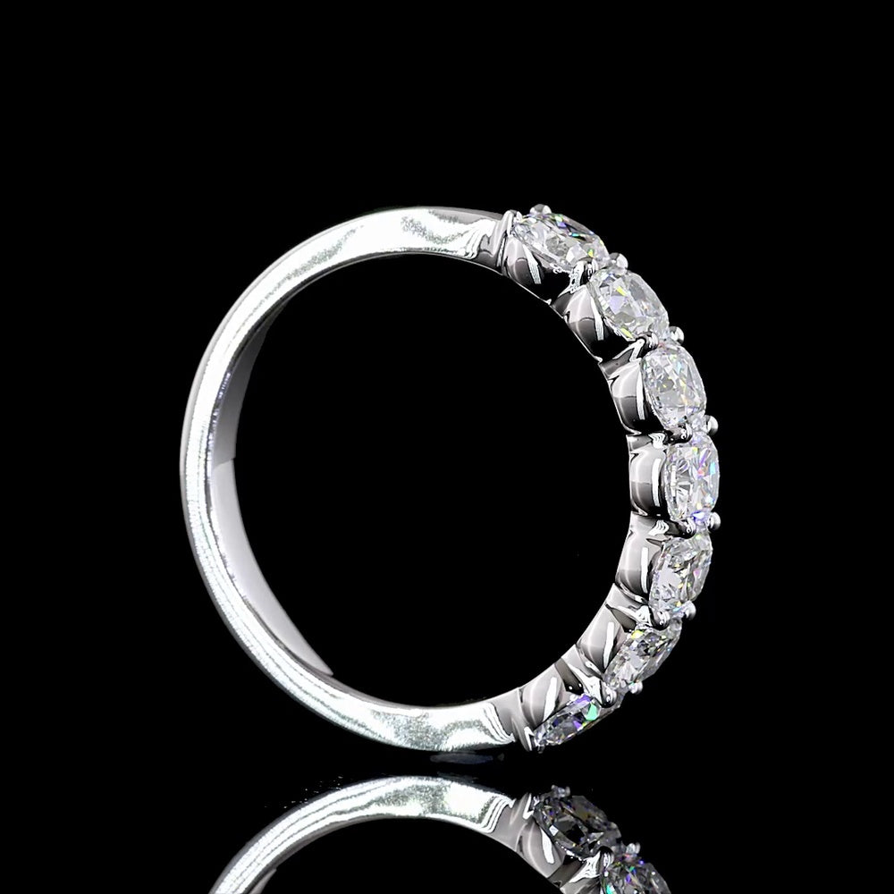 14K White Gold Half Eternity Band with Seven Cushion Brilliant Lab Diamonds - 2.14 Carat Total Weight, E-F Color VS Clarity - Covaloro Fine Jewelry