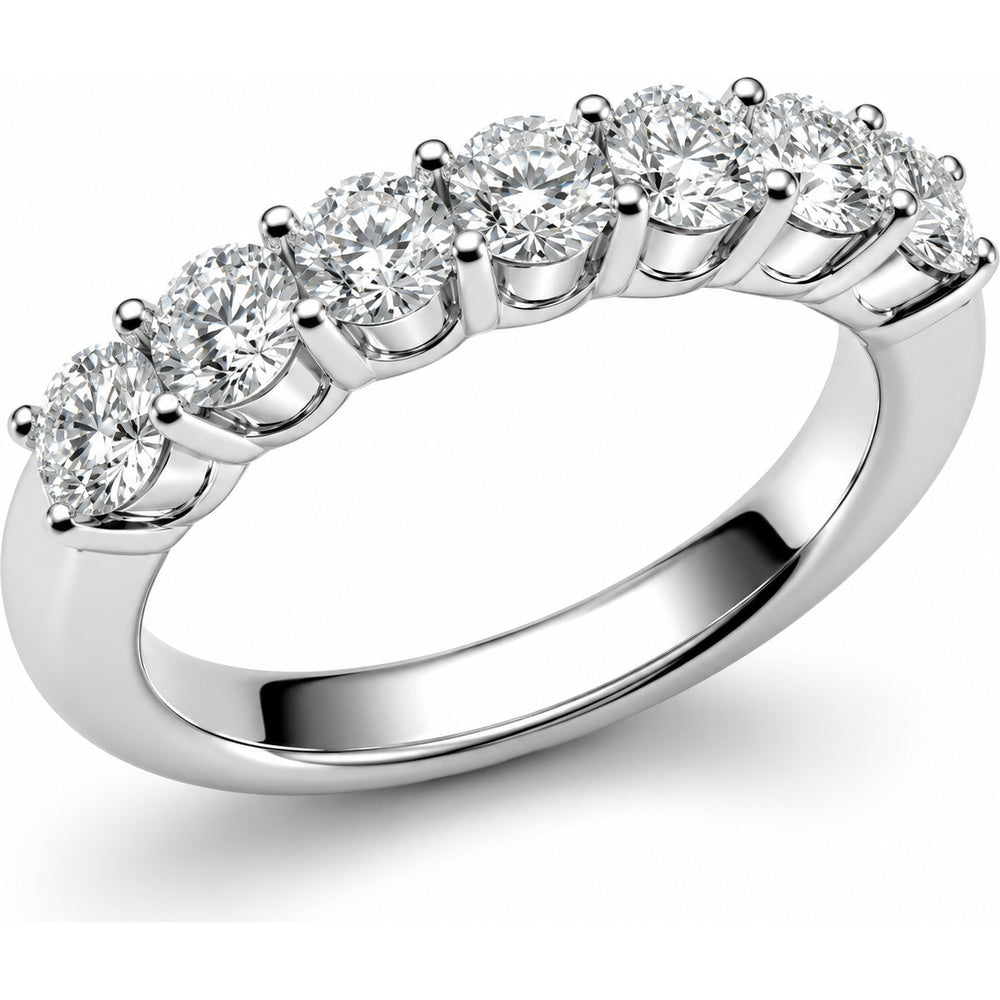 14K White Gold Half Eternity Band with Shared-Prong Set Round Lab-Grown Diamonds - 1.12 Carat Total Diamond Weight by Auriventus