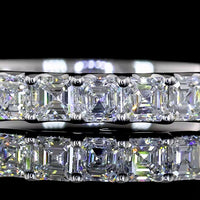 14K White Gold Half Eternity Band with U-Prong Set Asscher Cut Lab Diamonds - 0.90 Carat Total Diamond Weight - Covaloro Fine Jewelry