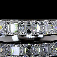 14K White Gold Half Eternity Band with U-Prong Set Asscher Cut Lab Diamonds - 1.11 Carat Total Weight, E-F Color VS1 Clarity - Covaloro Fine Jewelry