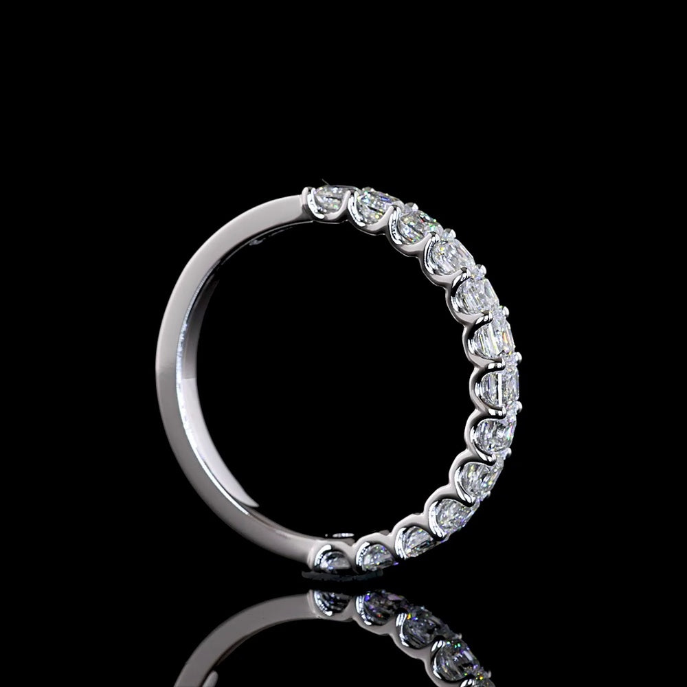 14K White Gold Half Eternity Band with U-Prong Set Asscher Cut Lab Diamonds - 1.11 Carat Total Weight, E-F Color VS1 Clarity - Covaloro Fine Jewelry