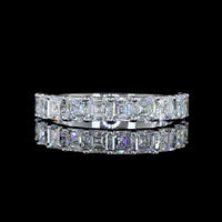 14K White Gold Half Eternity Band with U-Prong Set Asscher Cut Lab Diamonds - 2.10 Carat Total Diamond Weight - Covaloro Fine Jewelry