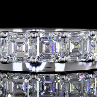 14K White Gold Half Eternity Band with U-Prong Set Asscher Cut Lab Diamonds - 2.10 Carat Total Diamond Weight - Covaloro Fine Jewelry