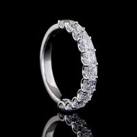 14K White Gold Half Eternity Band with U-Prong Set Asscher Cut Lab Diamonds - 2.10 Carat Total Diamond Weight - Covaloro Fine Jewelry