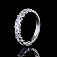 14K White Gold Half Eternity Band with U-Prong Set Asscher Cut Lab Diamonds - 2.10 Carat Total Diamond Weight - Covaloro Fine Jewelry