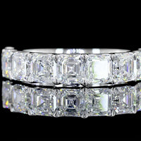 14K White Gold Half Eternity Band with U-Prong Set Asscher Cut Lab Diamonds - 3.10 Carats Total Diamond Weight - Covaloro Fine Jewelry