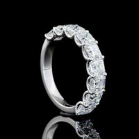 14K White Gold Half Eternity Band with U-Prong Set Asscher Cut Lab Diamonds - 3.10 Carats Total Diamond Weight - Covaloro Fine Jewelry