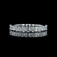 14K White Gold Half Eternity Band with U-Prong Set Asscher Cut Natural Diamonds - 0.94 Carat Total Diamond Weight - Covaloro Fine Jewelry