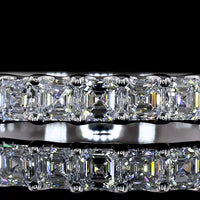 14K White Gold Half Eternity Band with U-Prong Set Asscher Cut Natural Diamonds - 0.94 Carat Total Diamond Weight - Covaloro Fine Jewelry