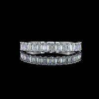 14K White Gold Half Eternity Band with U-Prong Set Emerald Cut Lab Diamonds - E-F Color VS1 Clarity - 0.97 Carat Total Weight - Covaloro Fine Jewelry